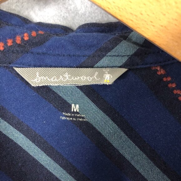 Smart Wool Striped Button Down Shirt Size Medium - Picture 3 of 6